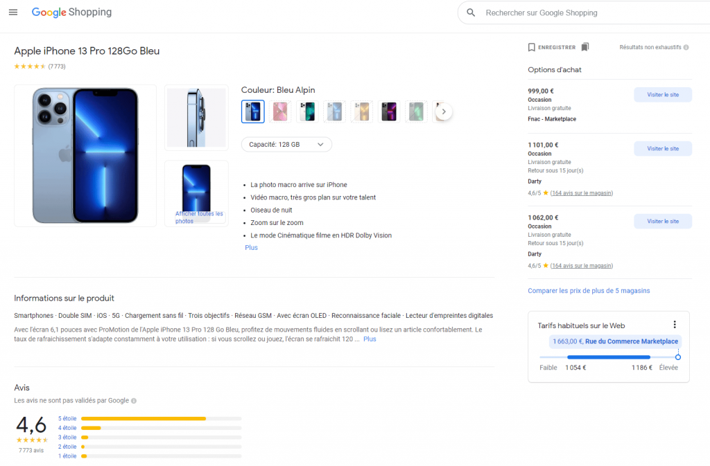 Apple iPhone 13 Pro 128Go Bleu _ Google Shopping