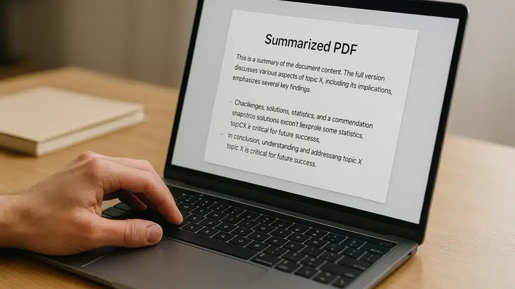 Écran montrant un résumé de PDF