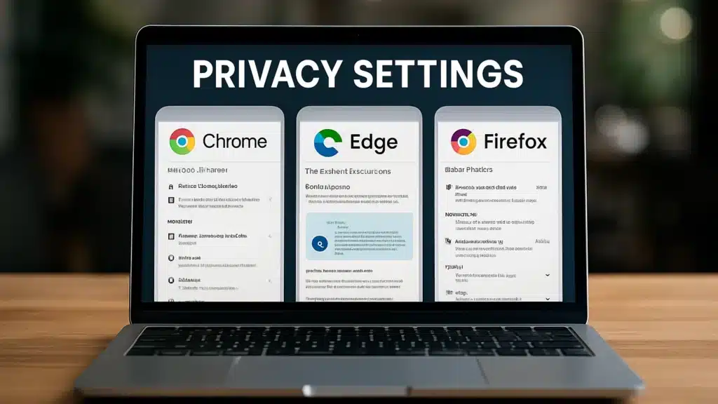 Icône cadenas lumineux devant écrans de navigateurs