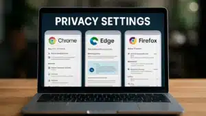Icône cadenas lumineux devant écrans de navigateurs