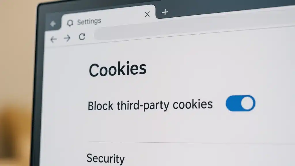 Capture illustrative réaliste de la page “Confidentialité et sécurité” de Chrome